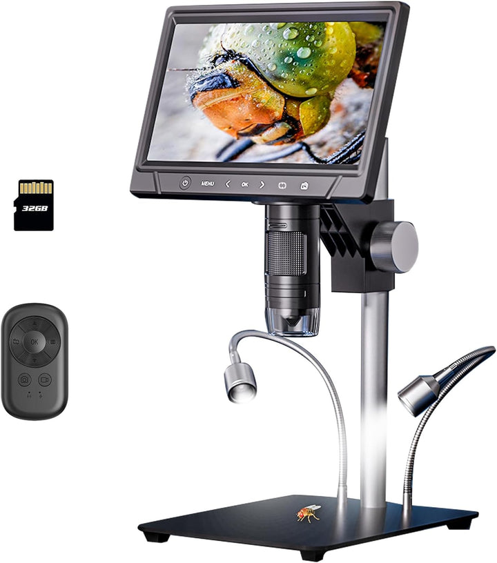 Auveach Digitales Mikroskop 25,6 cm (10,1 Zoll) IPS-Bildschirm 1200 x 12 MP 1080P HD Video Mikroskop