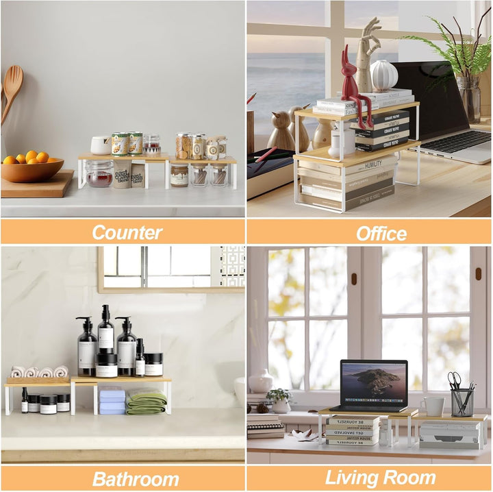 LIANTRAL Küchen Organizer, Küchenschrank Organizer 2er Set, Erweiterbar und Stapelbar Gewürzregal, K