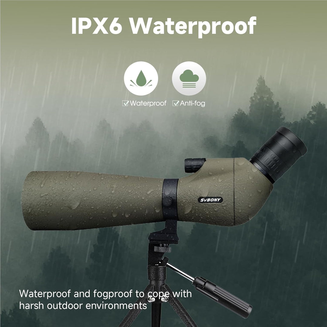 Svbony SV401 Spektiv mit Doppel Stativ, HD 20-60X80 Wasserdichtes Abgewinkeltes Okular Porro Prisma