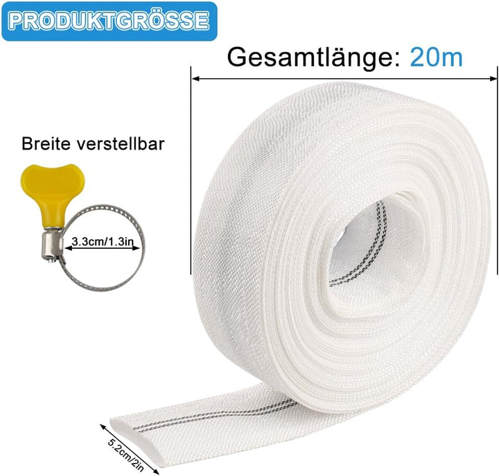 oupadosØ 32 mm(1 1/4 Zoll) 20 m Gewebeschlauch Zubehör(4 Klemmen) Für Tauchpumpen Oder Schmutzwasser