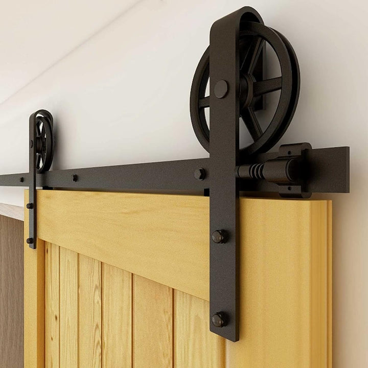 Schiebetürbeschlag 274cm Schiebetüren Schiebetürsystem Komplettset Laufschiene Rollen Set Schwarz fü