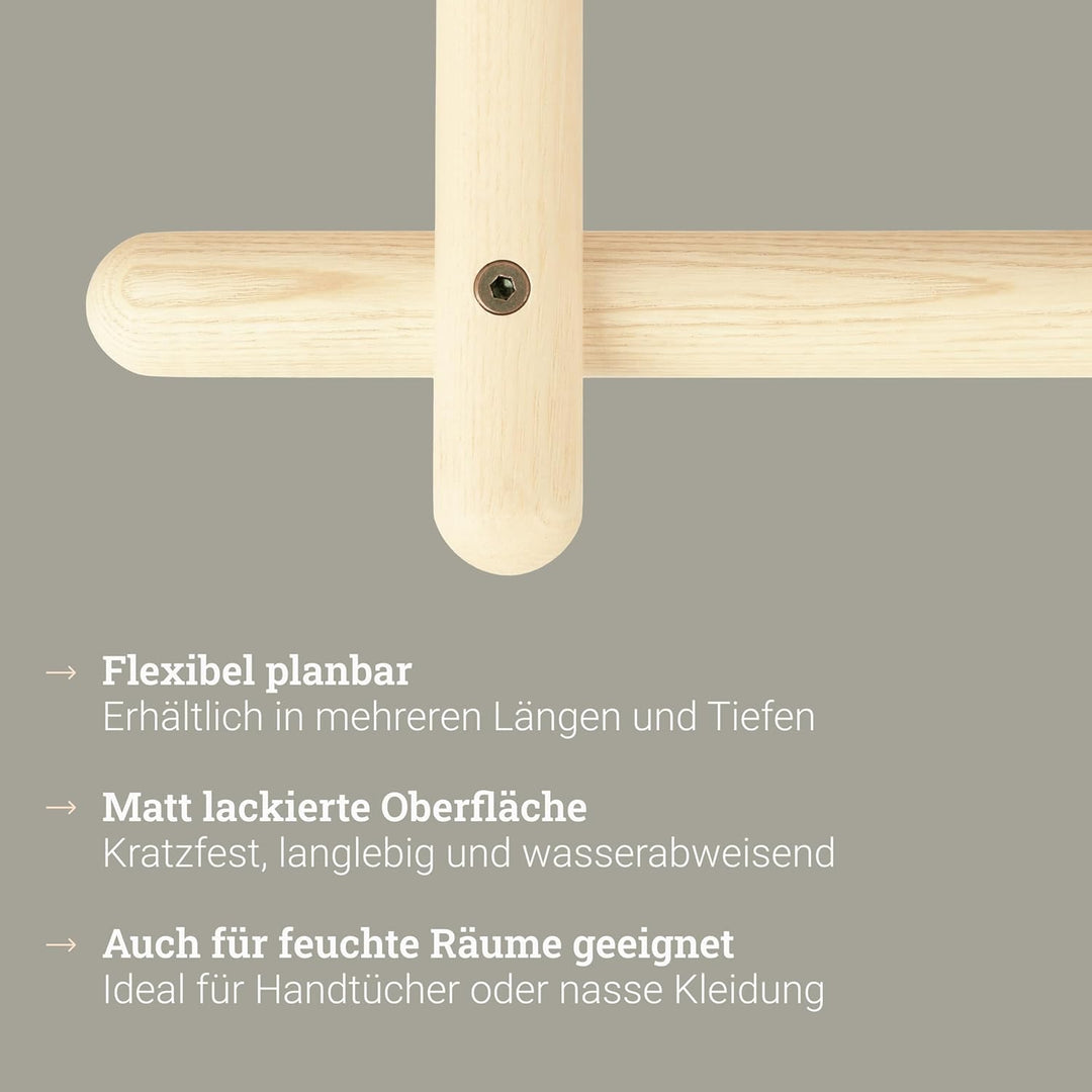 Natural Goods Berlin 1x ASKA Kleiderstange Garderobe Wand Holz - Esche Kleiderstange Klein Für Die W