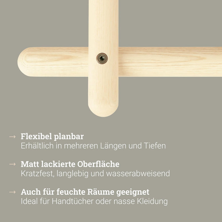 Natural Goods Berlin 1x ASKA Kleiderstange Garderobe Wand Holz - Esche Kleiderstange Klein Für Die W