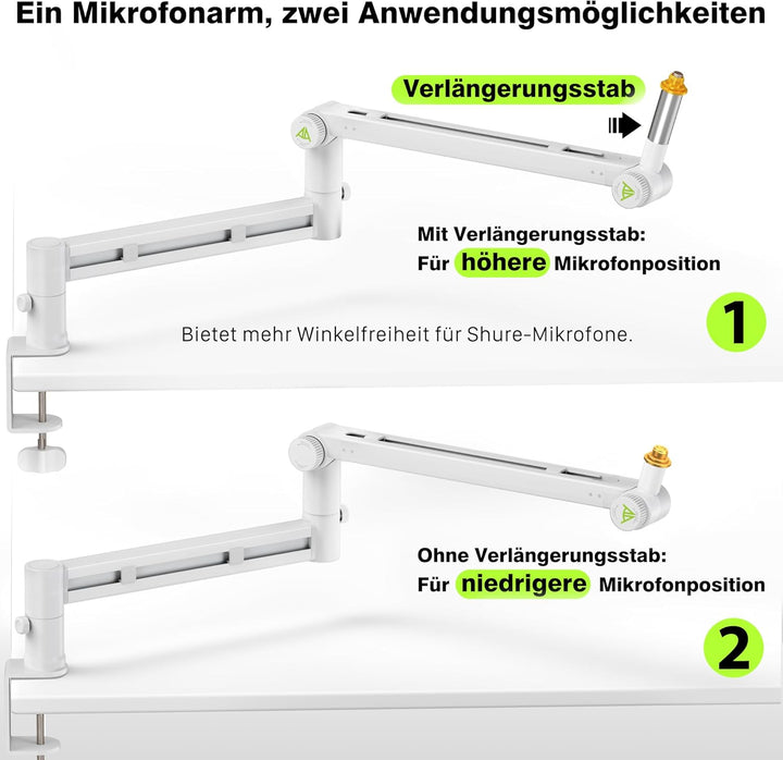 Mikrofon Arm, Low Profile Mikrofonarm [Max. 3 KG Traglast] Kompatibel mit Shure SM7B, MV7+ &amp; Co. Gea