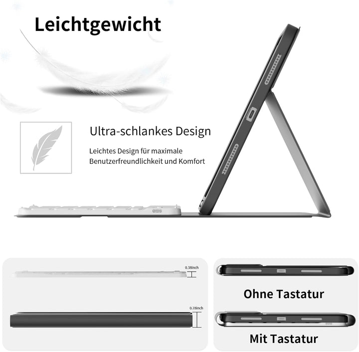 ZOPSGYU Hülle mit Tastatur für iPad (A16) 11/10 Generation (2025/2022, 11/10.9 Zoll), Schutzhülle mi