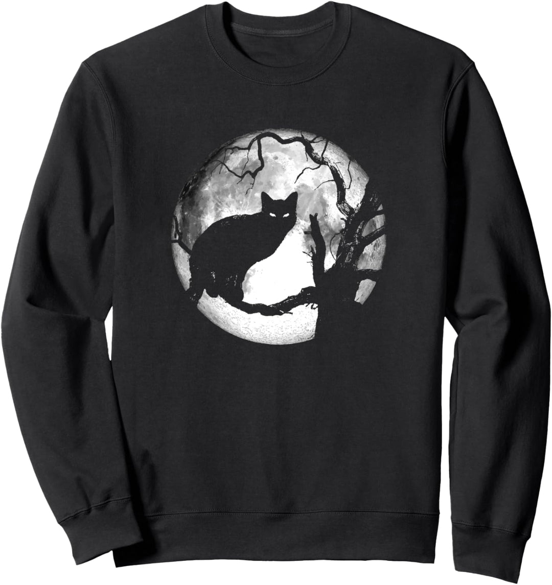 Black Cat And Full Moon Graphic Sweatshirt