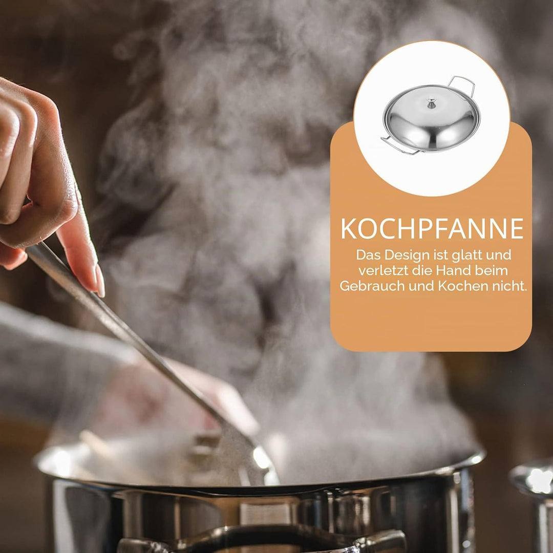 1 Set Mini Edelstahl Wok Pfanne Mit Griff Deckel, Suppentöpfe Küchenkochgeschirr Für Gasinduktion Od