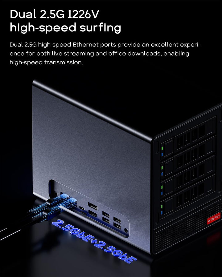 AOOSTAR Ryzen 7 5825U 4Bay NAS Mini PC, Kein RAM Keine SSD, NAS Desktop Computer 2*M.2 NVMe-Steckplä