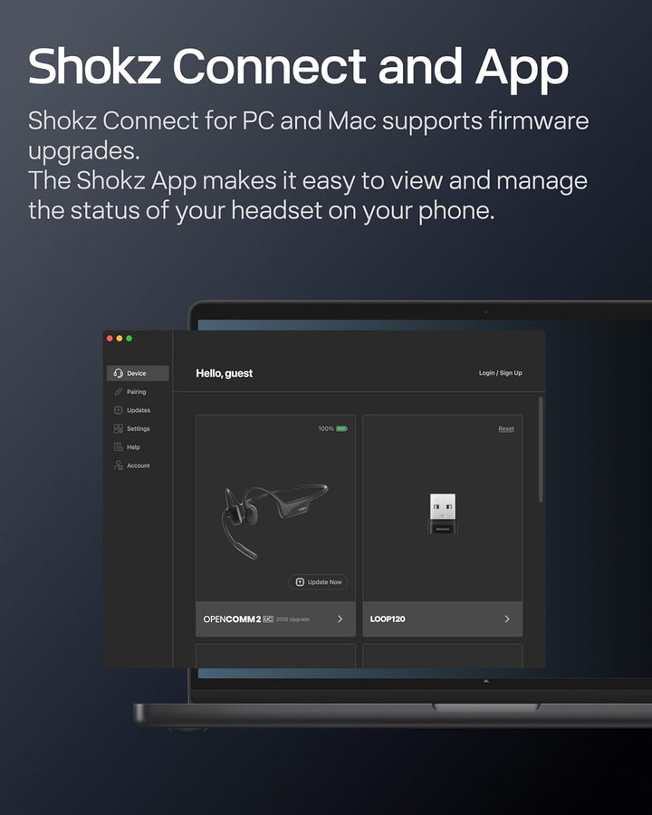 SHOKZ OpenComm2 UC 2025 Upgrade USB-C kabelloses Knochenschall PC Headset, Bluetooth Open-Ear Kopfhö