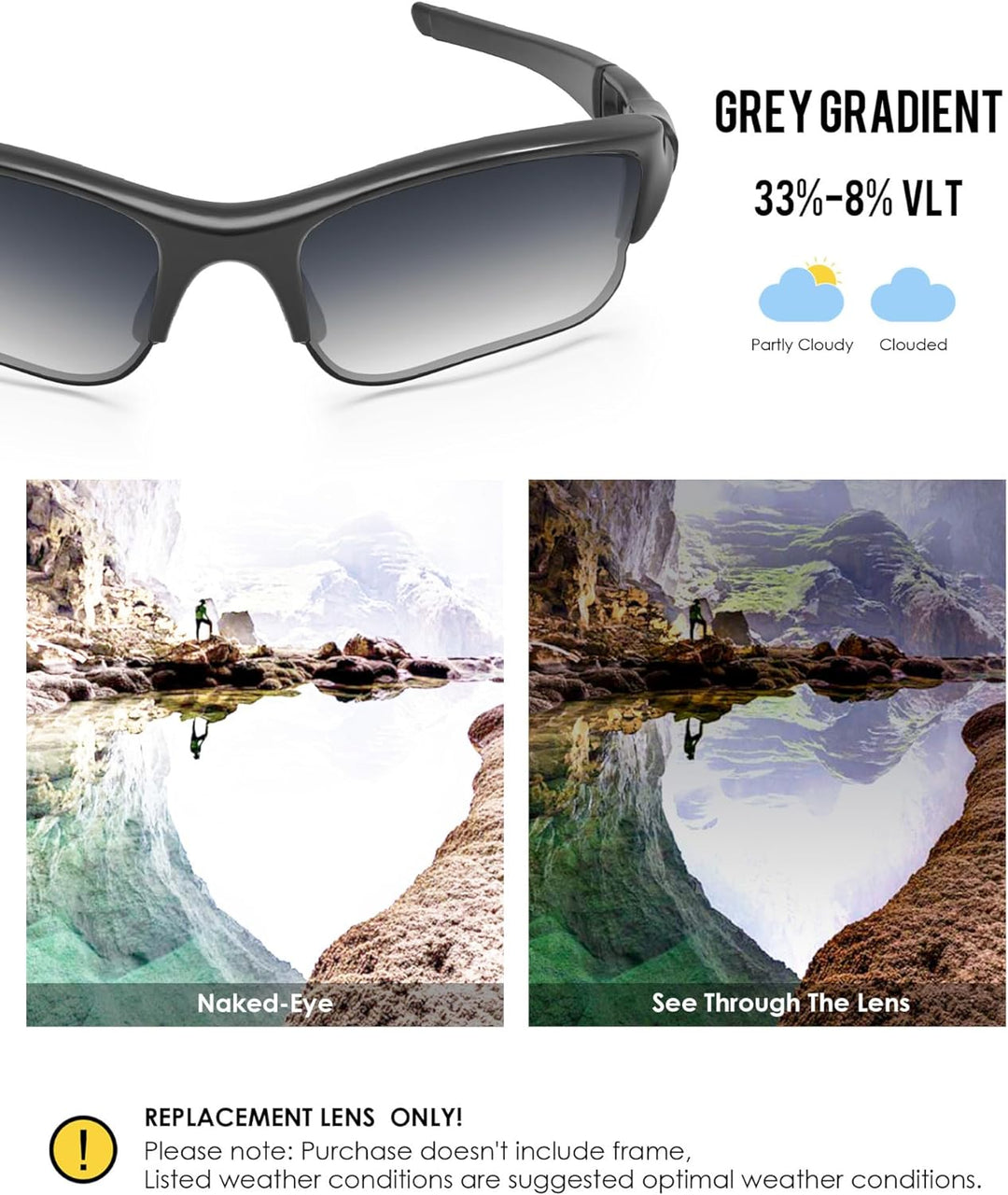 BlazerBuck Anti-salz Polarisierte Ersatzgläser für Oakley Flak Jacket XLJ - Grauer Farbverlauf