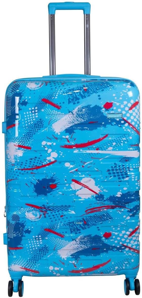 Hartschalen Koffer Trolley Cespara mit Dehnfalte mit modernem Motiv Print - Farbe Hellblau - Gr. XL