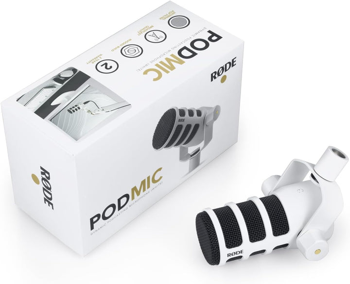 Rode Podmic professionelles Podcast-Mikrofon Weiss + keepdrum XLR-Kabel