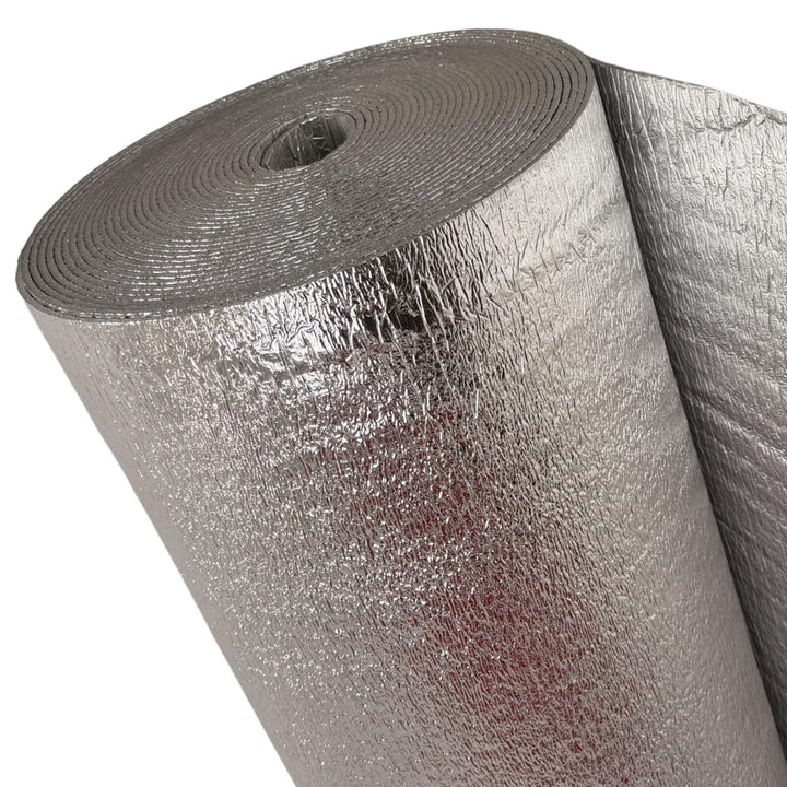 Alu Dämmmatte 5 mm - 10m x 1m Beidseitig aluminiumkaschierte PE-Schaum Alu Isoliermatte 5mm - 10m x