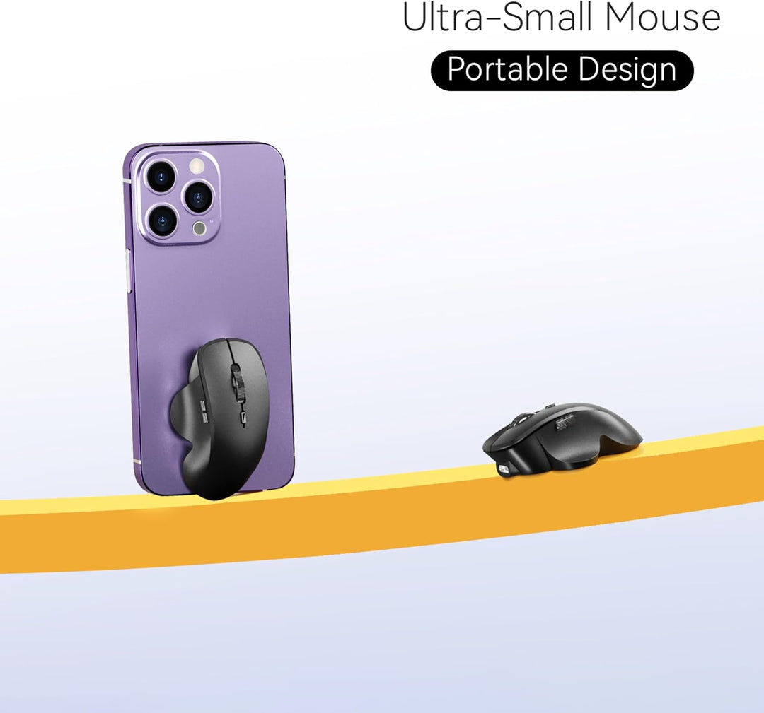 Uiosmuph Mini Bluetooth Maus kabellos, Leise Bluetooth Funkmaus (BT 5.0/5.1+2.4G), USB-C wiederaufla