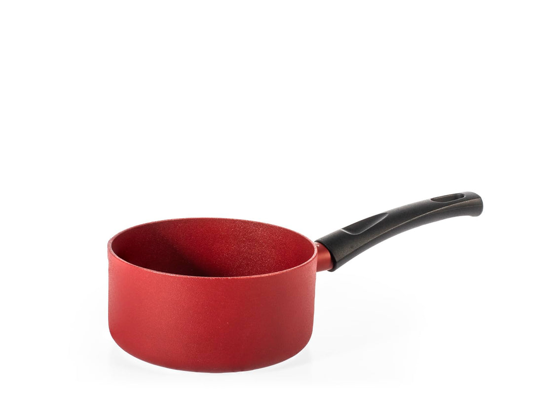 H&H Kasserolle 1 Griff Absolute Red Ø16 cm aus Aluminium - Antihaftbeschichtung Pfluon Induktionsbod