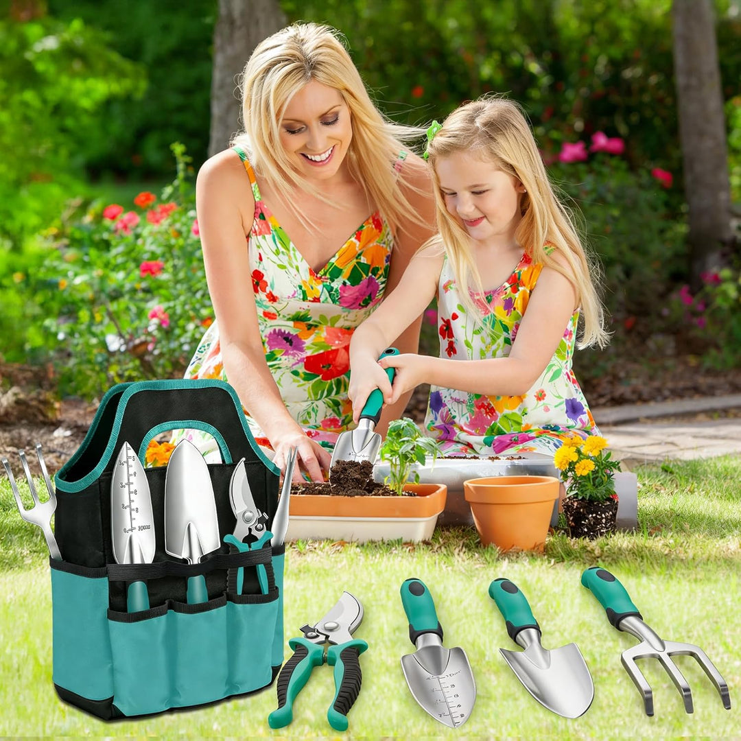 Gartenwerkzeug Set,8 Stück Garten Werkzeuge mit Dauerhafter Aufbewahrungstasche,Gartengeräte aus Ede