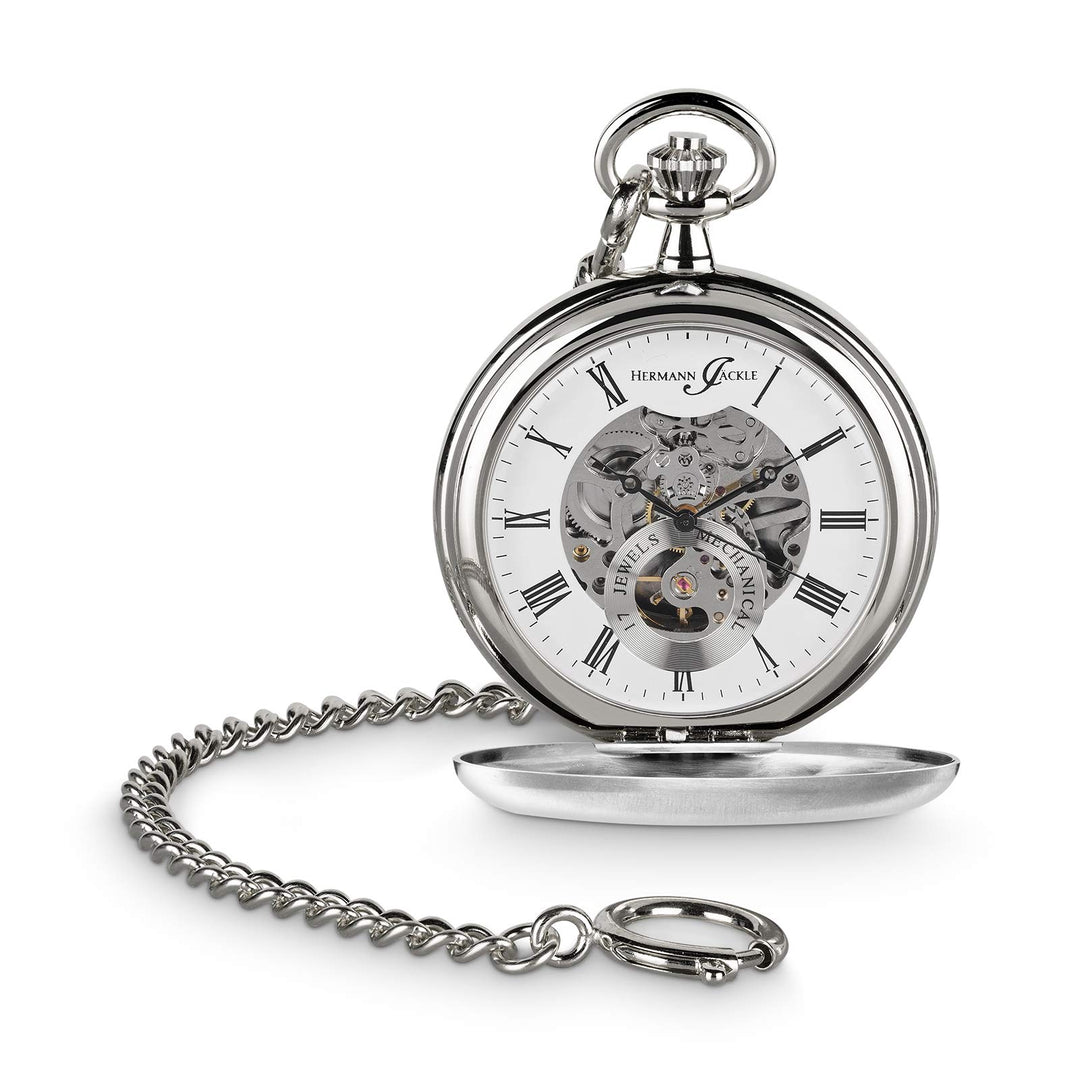 Hermann Jäckle Heidelberg Stilvolle und Elegante Skelett Taschenuhr für Herren mit Handaufzug I Qual