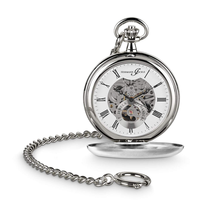 Hermann Jäckle Heidelberg Stilvolle und Elegante Skelett Taschenuhr für Herren mit Handaufzug I Qual