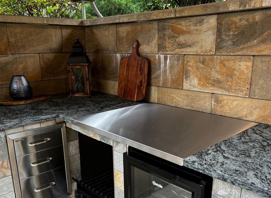 KOCH #87 Edelstahl Schneidebrett, Arbeitsfläche, Knetbrett satinierte Oberfläche 70 x 54cm OHNE hint