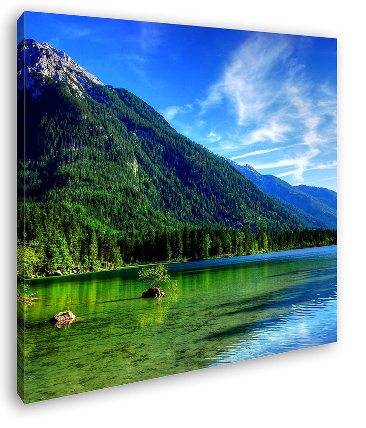 deyoli gigantischer Bergsee Format: 60x60 als Leinwandbild, Motiv fertig gerahmt auf Echtholzrahmen,