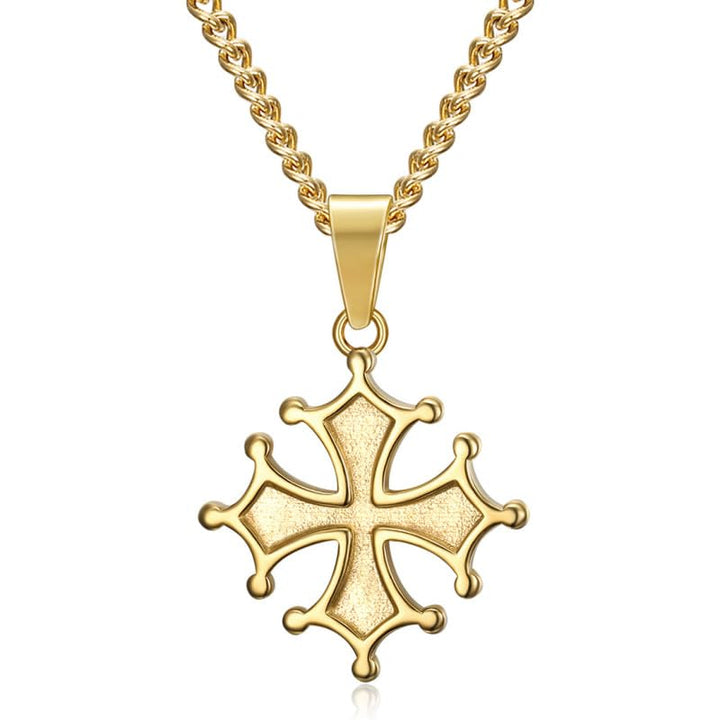 BOBIJOO JEWELRY - Pendentif Collier Femme Croix Occitane Cathare Toulouse Languedoc Acier inoxydable