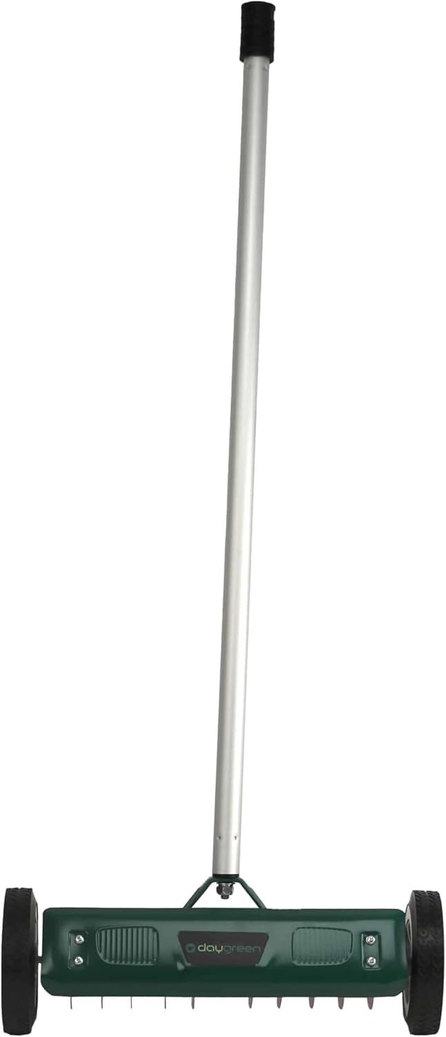 DAYGREEN Hand-Vertikutierer VT-32 | Moos und Unkrautentferner mit 11 Edelstahlmessern | 32 cm Arbeit