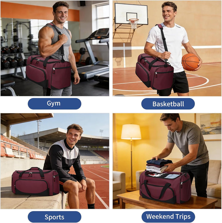 45L Sporttasche Reisetasche mit Seitentaschen - Weekender Gym Tasche Trainingstasche für Sport Fitne