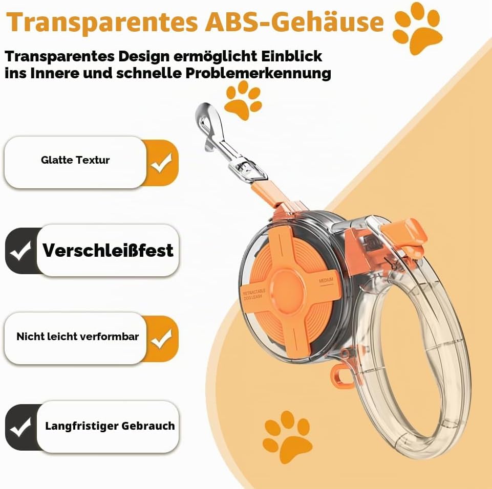 Hundeleine 4m, 360° verwicklungsfreie Ausziehbar Rollleine mit Reflektierendes Band, Ausziehleine mi
