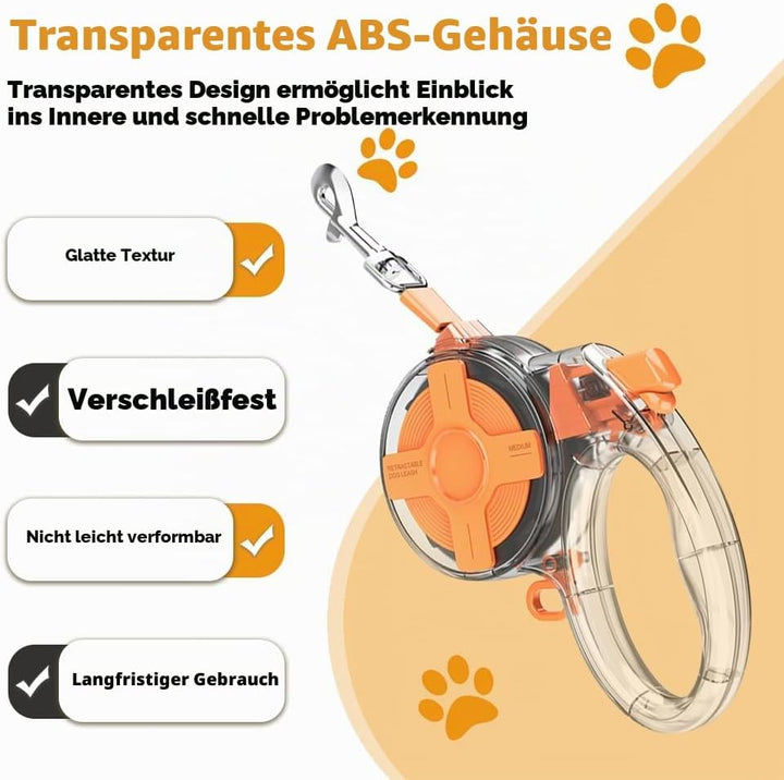 Hundeleine 4m, 360° verwicklungsfreie Ausziehbar Rollleine mit Reflektierendes Band, Ausziehleine mi