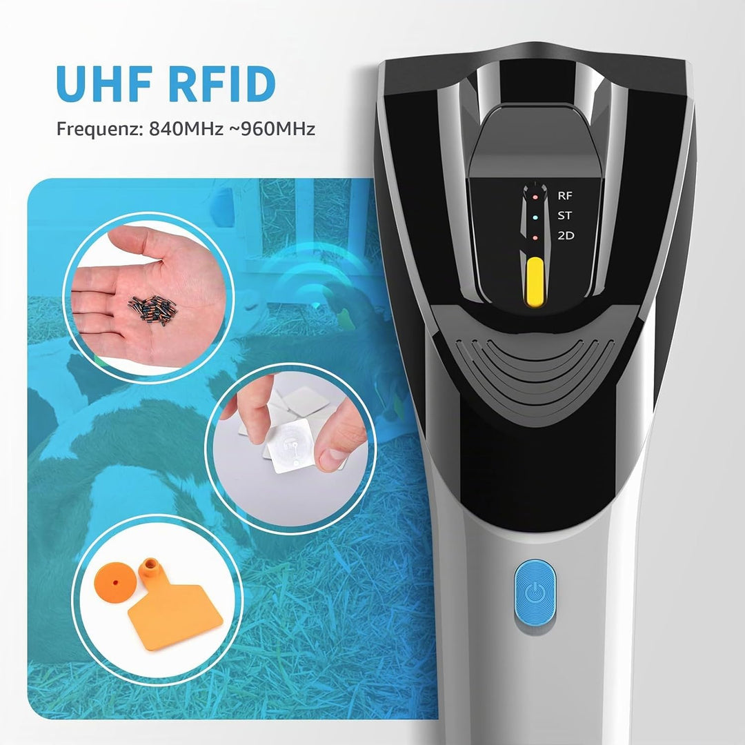 NETUM Wireless Hybrid RFID 2D-Barcode-Scanner, UHF-RFID-Tags-Leser und 1D/2D-QR-Barcode-Scan, Verbin