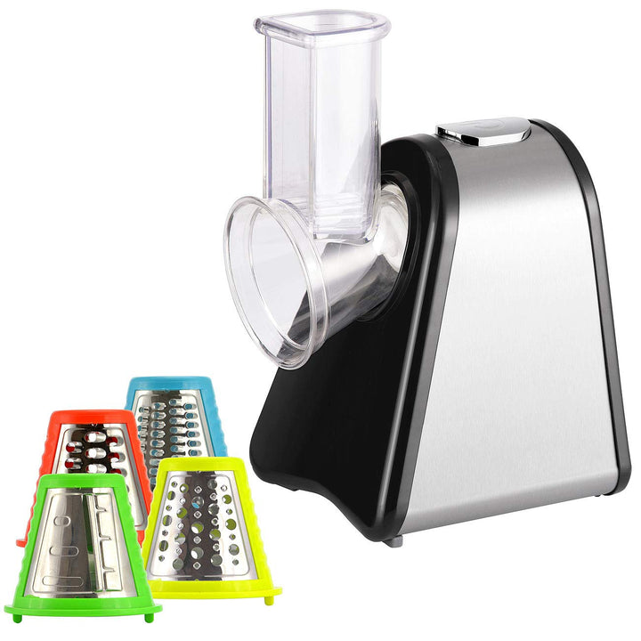 Rosenstein & Söhne Elektrische Reibe: Elektrische Universal-Küchenreibe mit 4 Aufsätzen, 150 Watt (G
