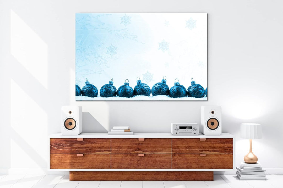 deyoli Christbaumkugeln zur Weihnachtszeit Format 80x60 Effekt: Monocrome Blau als Leinwandbild, Mot