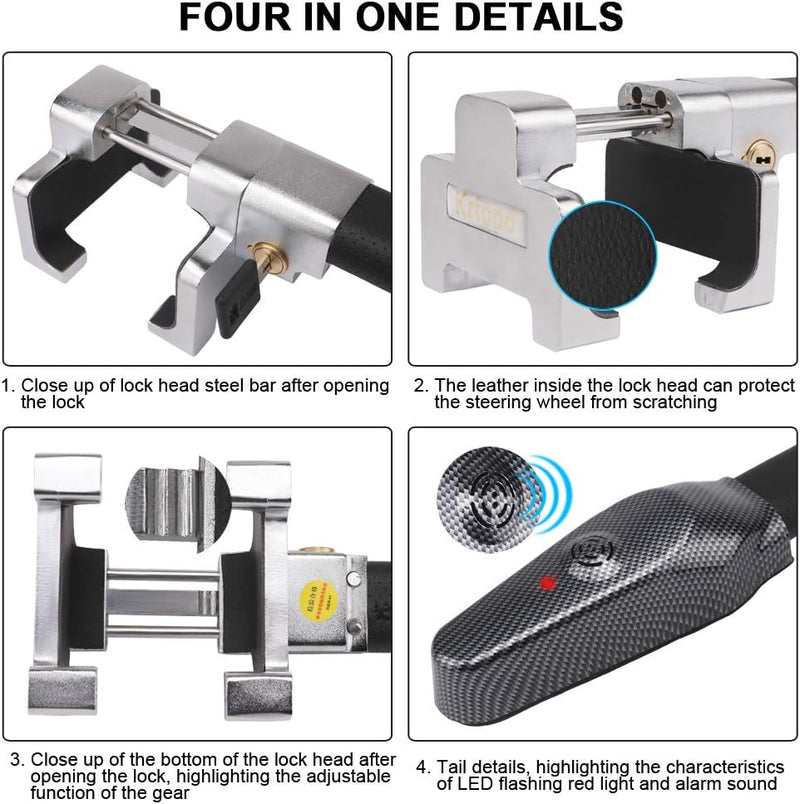 Lenkradschloss Alarm Sicherheit lenkradkralle für Auto Anti Diebstahl Verschluss Einziehbare Schutz