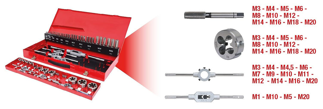 KS Tools 331.0654 HSS Gewindeschneidwerkzeug-Satz, 54-tlg.