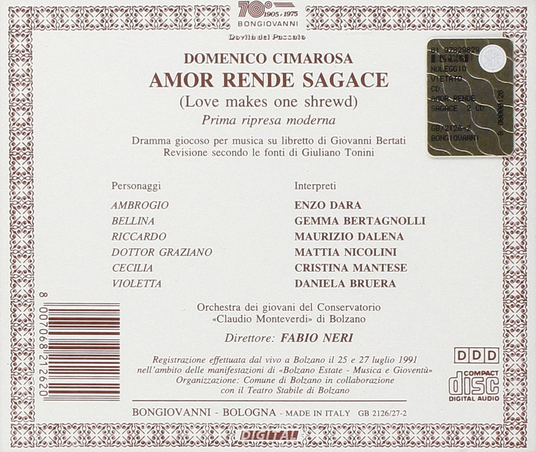 Amor Rende Sagace (Ga), Audio-CD