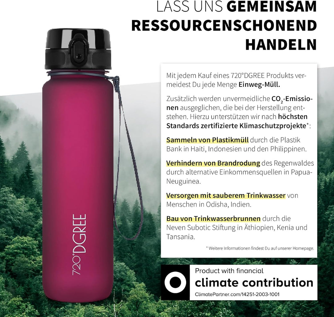 720°DGREE Trinkflasche “uberBottle“ +Sieb - 350ml, 500ml, 650ml, 1000ml, 1,5l, 2l - BPA-Frei - Wasse