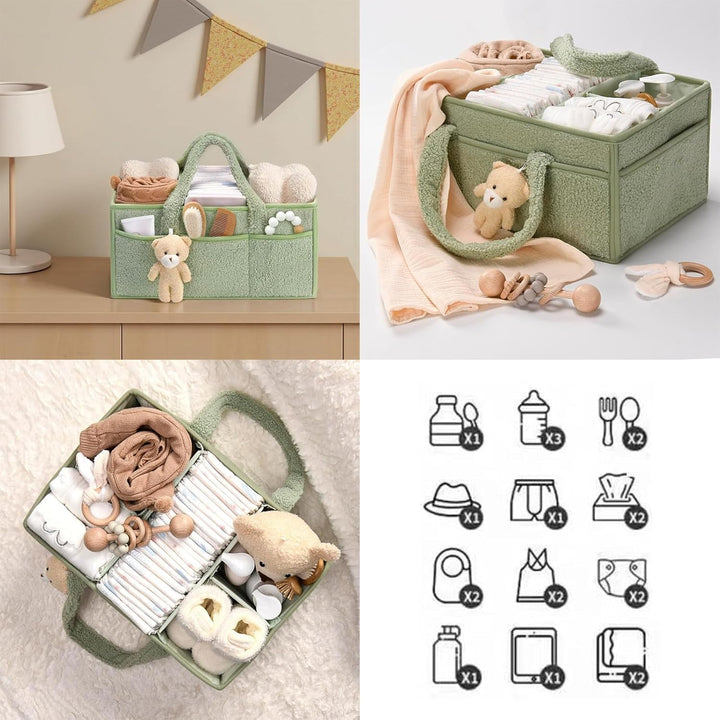 Tragbarer Windelkorb, Tragbarer Wickelkorb mit Herausnehmbaren Fächern, Baby Windel Caddy Organizer,