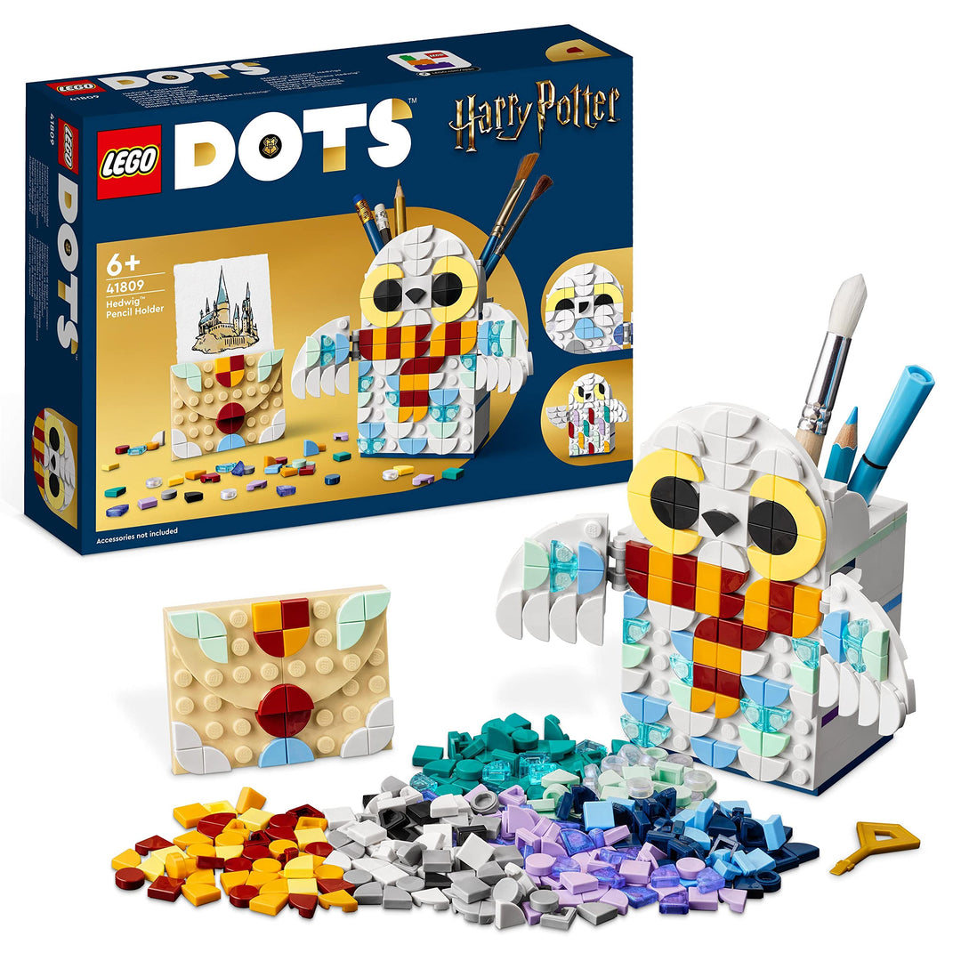 LEGO 41809 DOTS Hedwig Stiftehalter, Harry Potter Eule, Bleistifthalter und Notizhalter als Schreibt