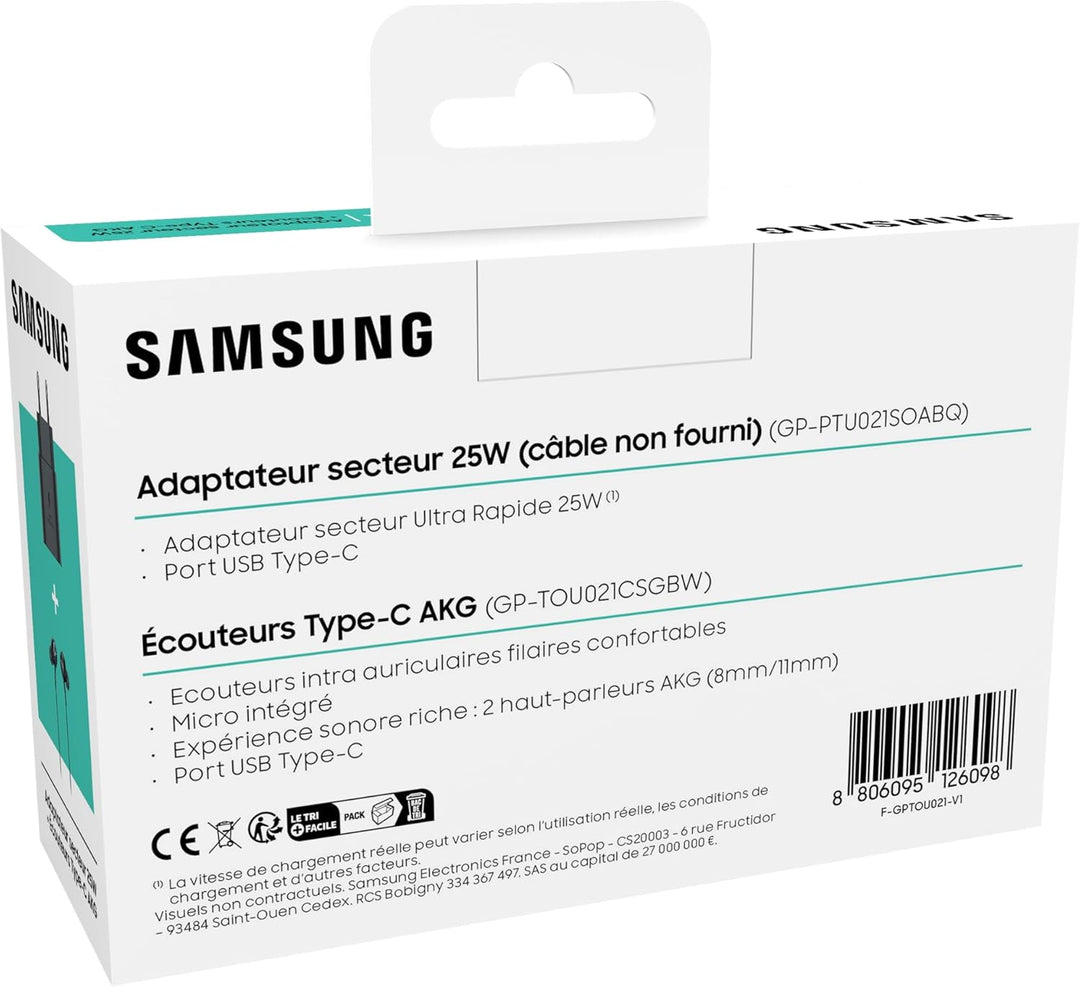 Samsung AKG In-Ear-Kopfhörer-Set Typ C + Schnellladekopf, Schwarz, In-Ear-Kopfhörer, kabelgebunden,