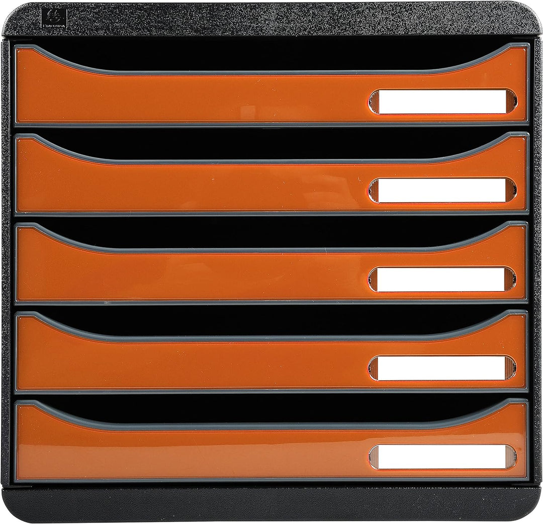 Exacompta 3097288D Premium Ablagebox mit 5 Schubladen für DIN A4+ Dokumente. Stapelbare Schubladenbo