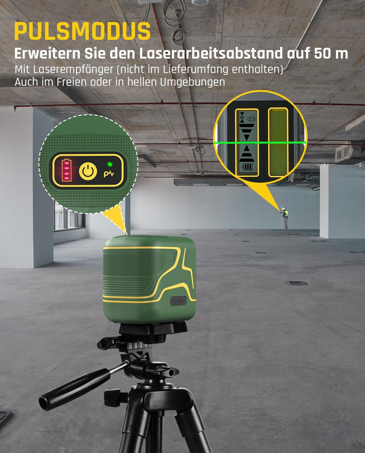 Fanttik D2 Kreuzlinienlaser Selbstnivellierend, Linienlaser Grün 30m, Wiederaufladbare Batterie, USB