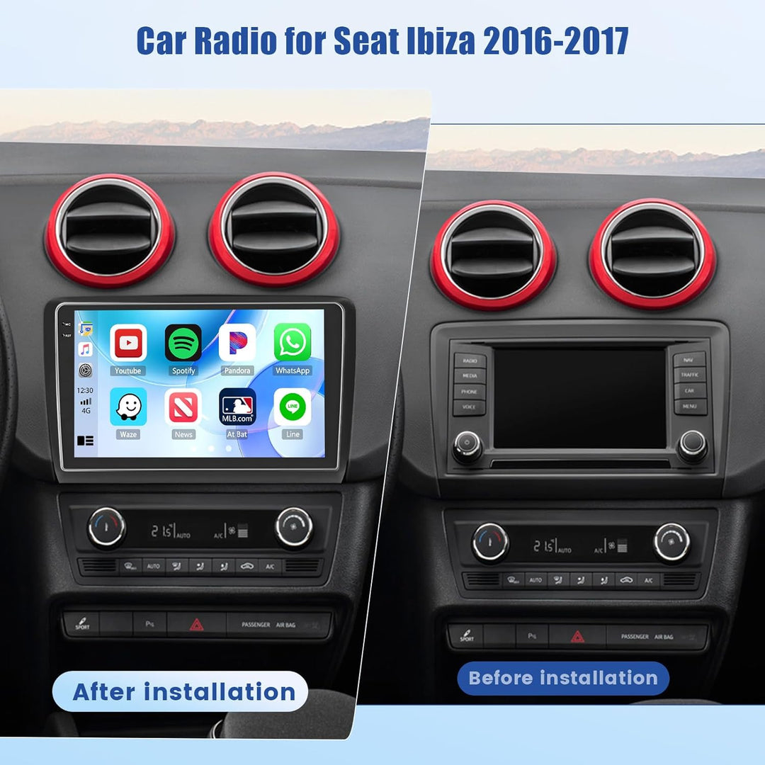 [4G+64G] Inefala Android 15 Autoradio für Seat Ibiza 2016-2017 mit Wireless Carplay Android Auto, 9