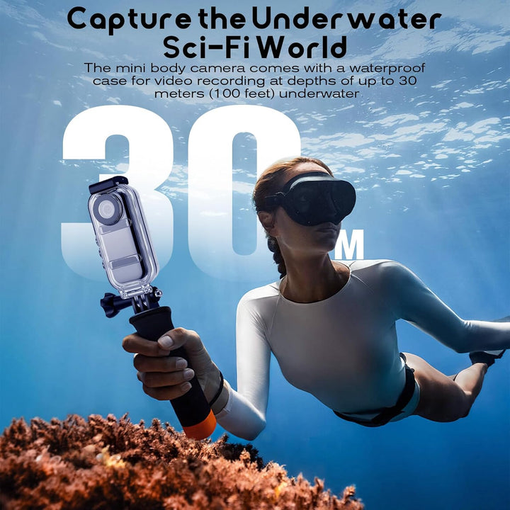 Mini Action Cam WIFI 1080P, 360° 64GB Sport Actionkamera HD mit 180° Rotierendem Objektiv,Touchscree