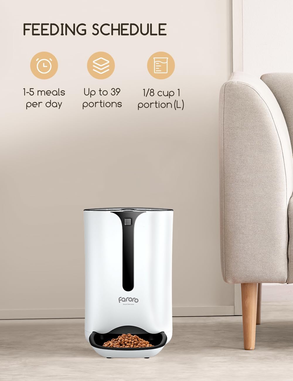 Faroro Futterautomat Katze mit Timer-Zuführung 7L Automatischer Futterautomat mit Portionskontrolle