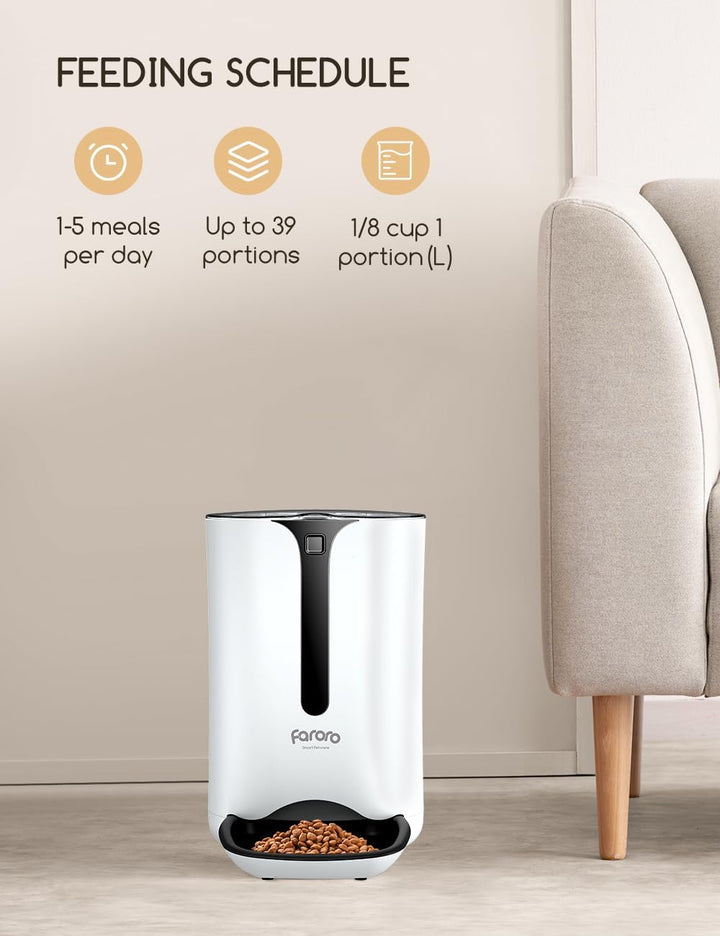 Faroro Futterautomat Katze mit Timer-Zuführung 7L Automatischer Futterautomat mit Portionskontrolle