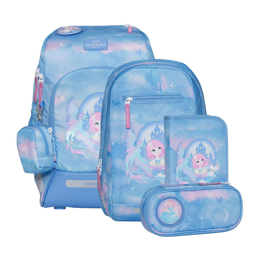 BECKMANN, Schulrucksack-Set Active Air FLX, 6-teilig, Grundschule, inkl. Regenüberzug, 22L Fairytale