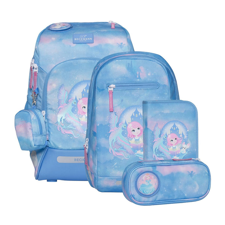 BECKMANN, Schulrucksack-Set Active Air FLX, 6-teilig, Grundschule, inkl. Regenüberzug, 22L Fairytale