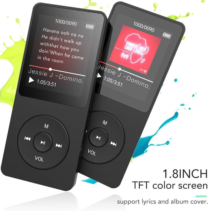 AGPTEK MP3 Player, 16GB verlustfrei MP3 mit 1,8 Zoll Bildschirm, 70 Stunden tragbare Musik Player mi
