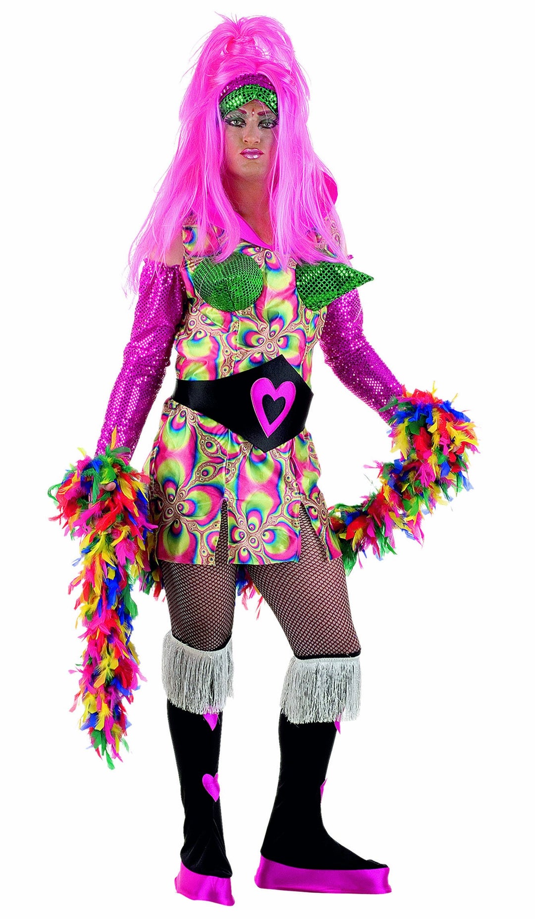 Limit Sport MA408 Gr. L - Drag Queen mit Herzen 4 -teilig (Kleid-Gürtel-Stiefel-Turban), L