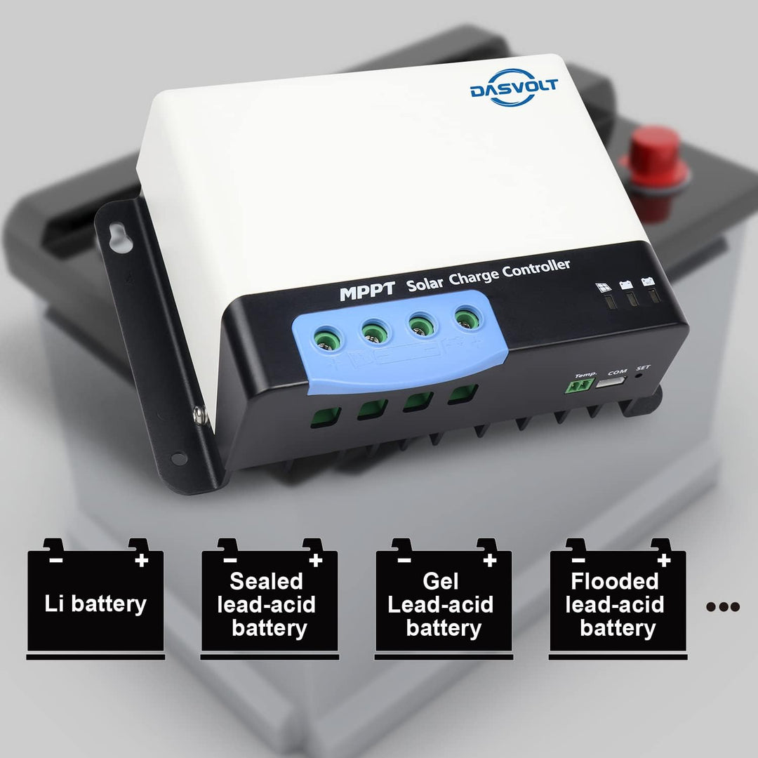 DASVOLT®, MPPT Solarladeregler 30A 12V/24V Max. 400W/12V, 800W/24V Solarregler Laderegler für Lithiu